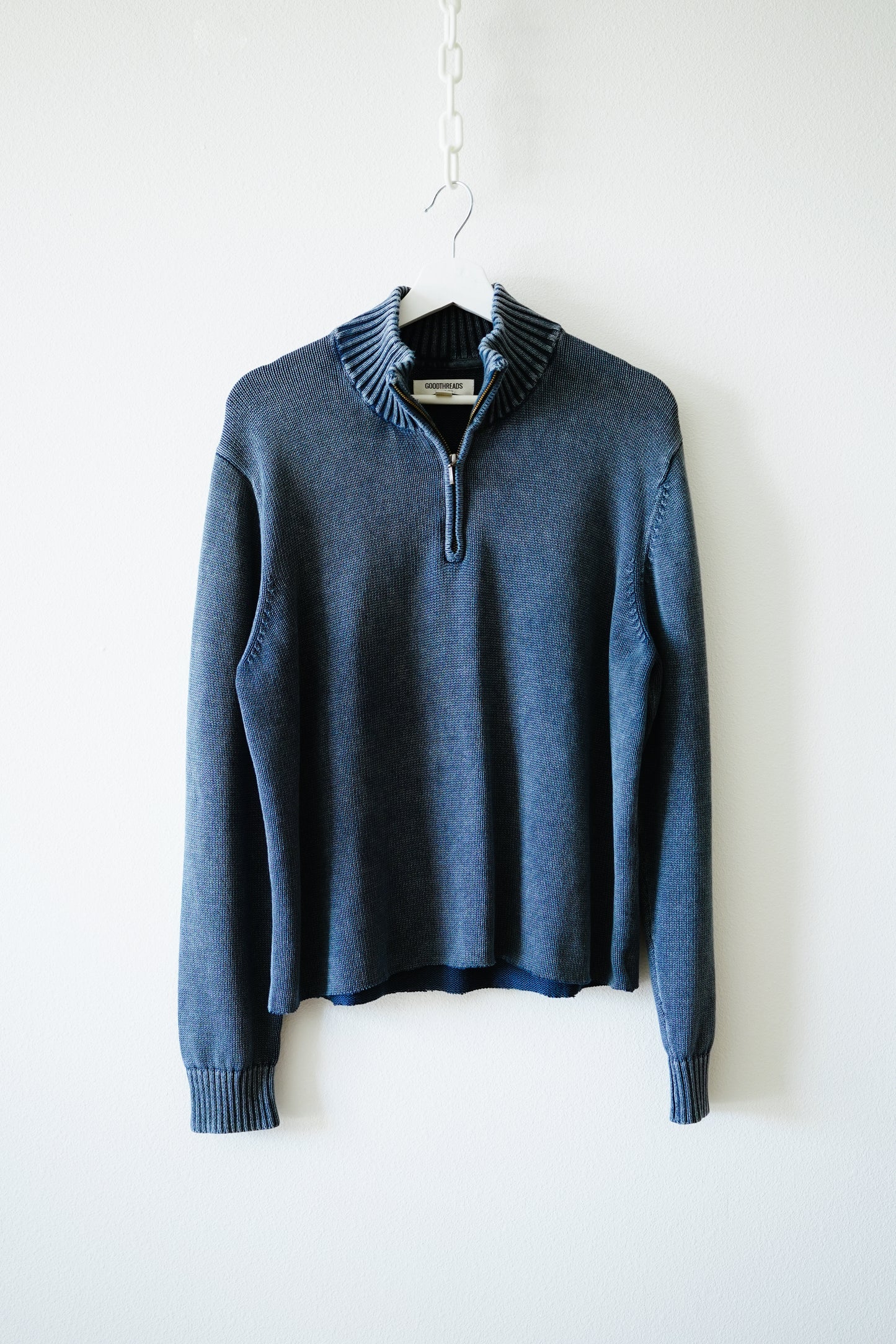 Cropped Denim Washed Quarter Zip