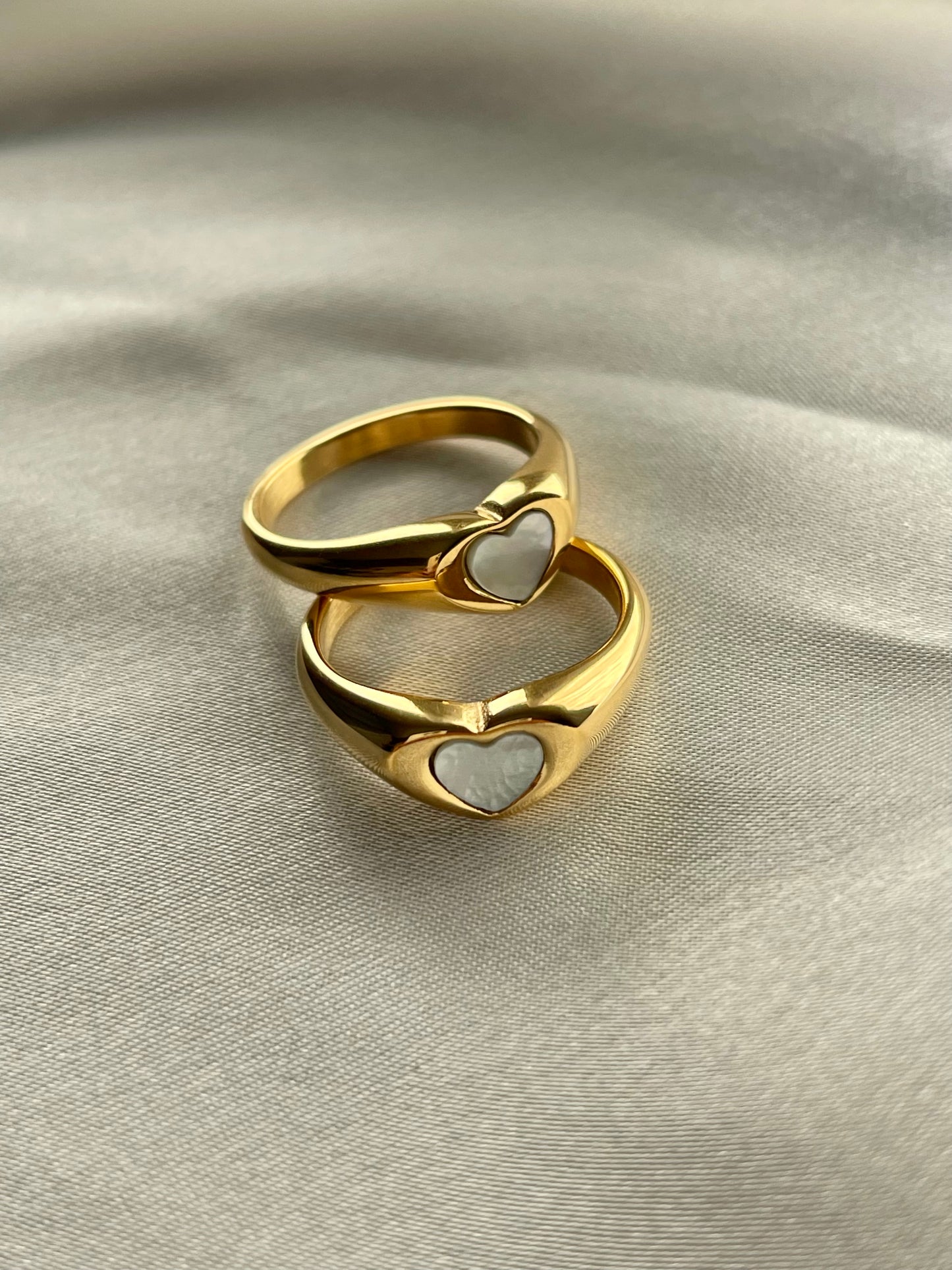 Heart With White Pearl Ring